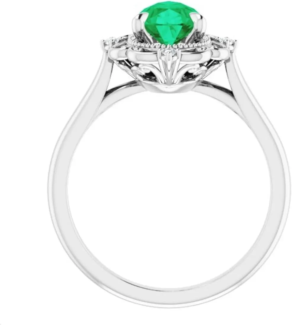 2.5 CT Victorian Pear Shape Emerald Ring 14k Yellow Gold, Vintage Green Emerald Ring, Antique Tear Drop Emerald Engagement Ring, May Birthstone Ring, Wedding/Bridal Rings