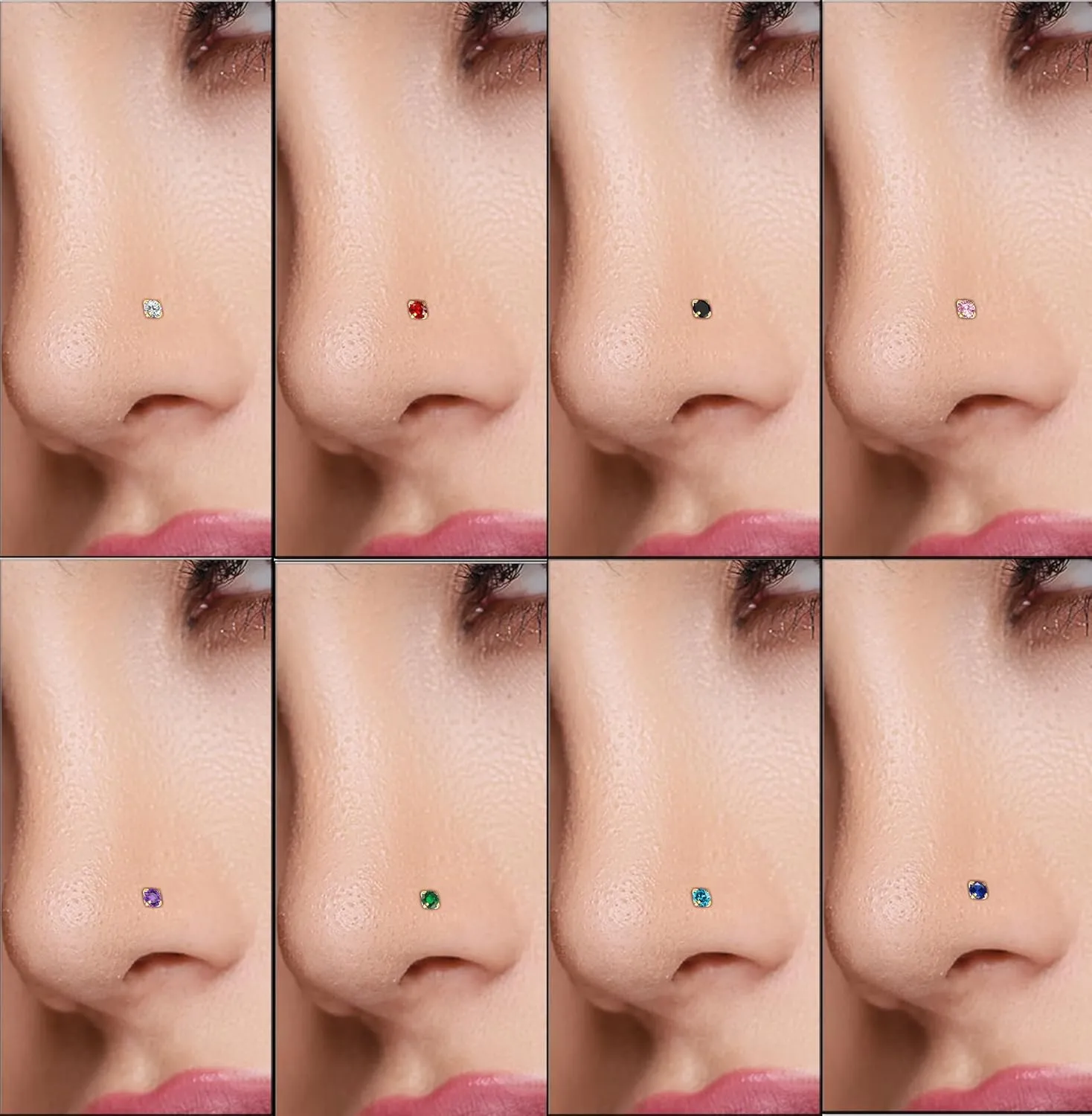 2mm 14k Gold Plated G23 Titanium L Shaped Nose Rings Studs for Sensitive Skin Hypoallergenic 20g Cubic Zircon Handmade Thin Nose Rings L Shaped Nose Piercings Studs for Women Men Pink
