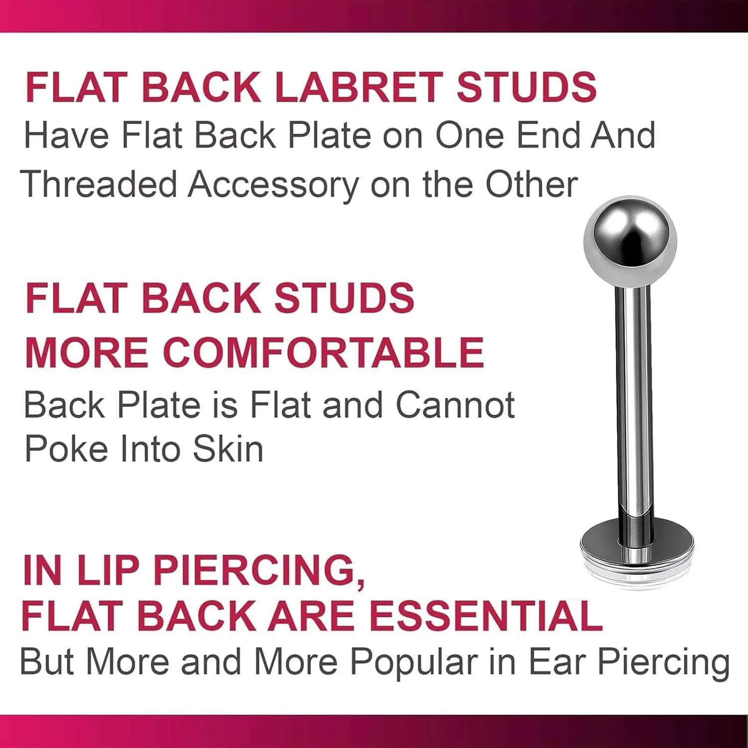 2pcs 16g Titanium Labret Studs Conch Piercing Lip Snake Bites Spider Ball Monroe Tragus Cartilage Helix B2ACX Pick Size