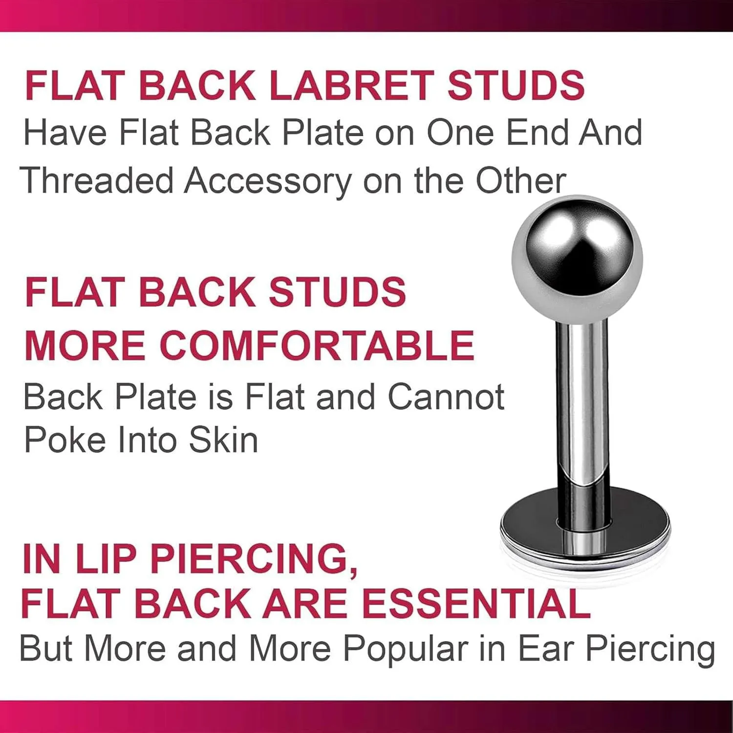2pcs 16g Titanium Labret Studs Conch Piercing Lip Snake Bites Spider Ball Monroe Tragus Cartilage Helix B2ACX Pick Size