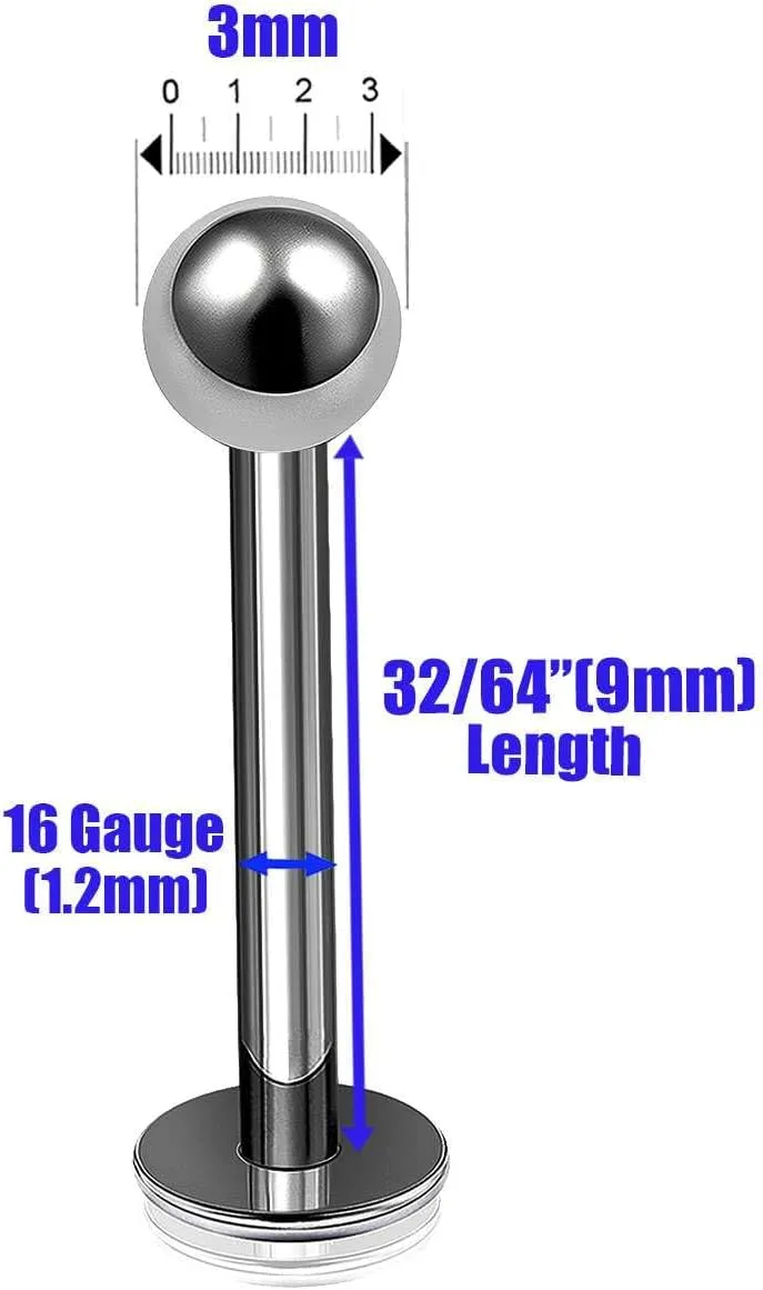 2pcs 16g Titanium Labret Studs Conch Piercing Lip Snake Bites Spider Ball Monroe Tragus Cartilage Helix B2ACX Pick Size