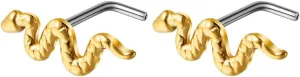 2Pcs 20G Snake L-Shaped Nose Rings Studs G23 Titanium Nose Studs Nose Piercing Jewelry Halloween Piercings for Women Men