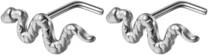 2Pcs 20G Snake L-Shaped Nose Rings Studs G23 Titanium Nose Studs Nose Piercing Jewelry Halloween Piercings for Women Men