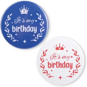 2pcs 2.3 Inch It's My Birthday Squad Button Brooches Pin Happy Party Badge Decorations Outfit Costume Shirts Accessories Gift Supplies for Kids Boys and Girls Women Men