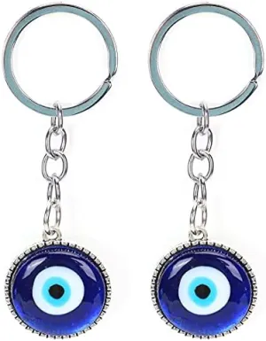 2PCS Blue Eye Key Chain Evil Eye Keychain Key Ring Charm Pendant for Car Key Purse Bag Backpack Accessories