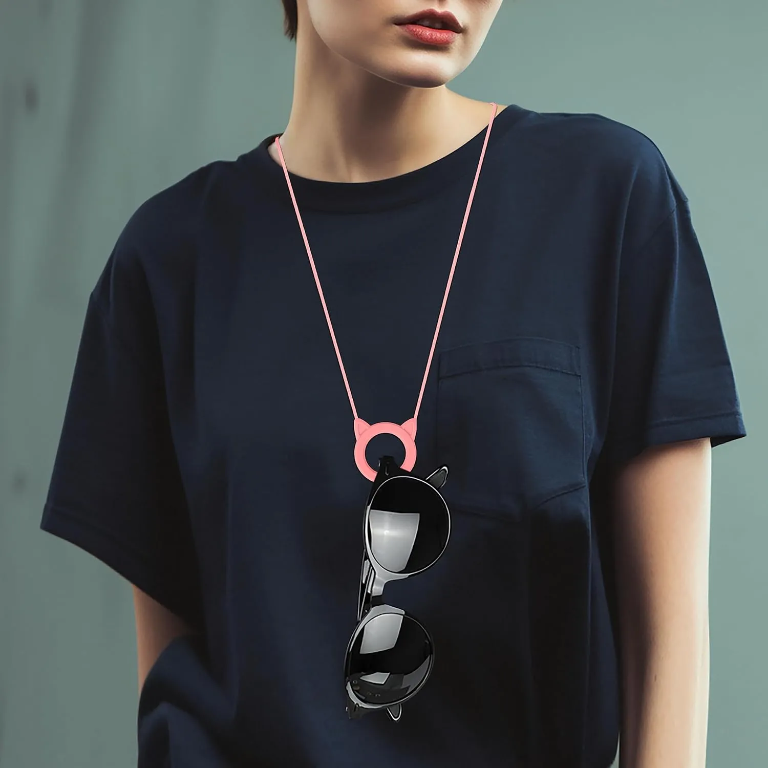 2pcs Cat Eyeglasses Necklace Loop String Holder Straps Cord, Sunglasses Ring Chains Rope for Men Women