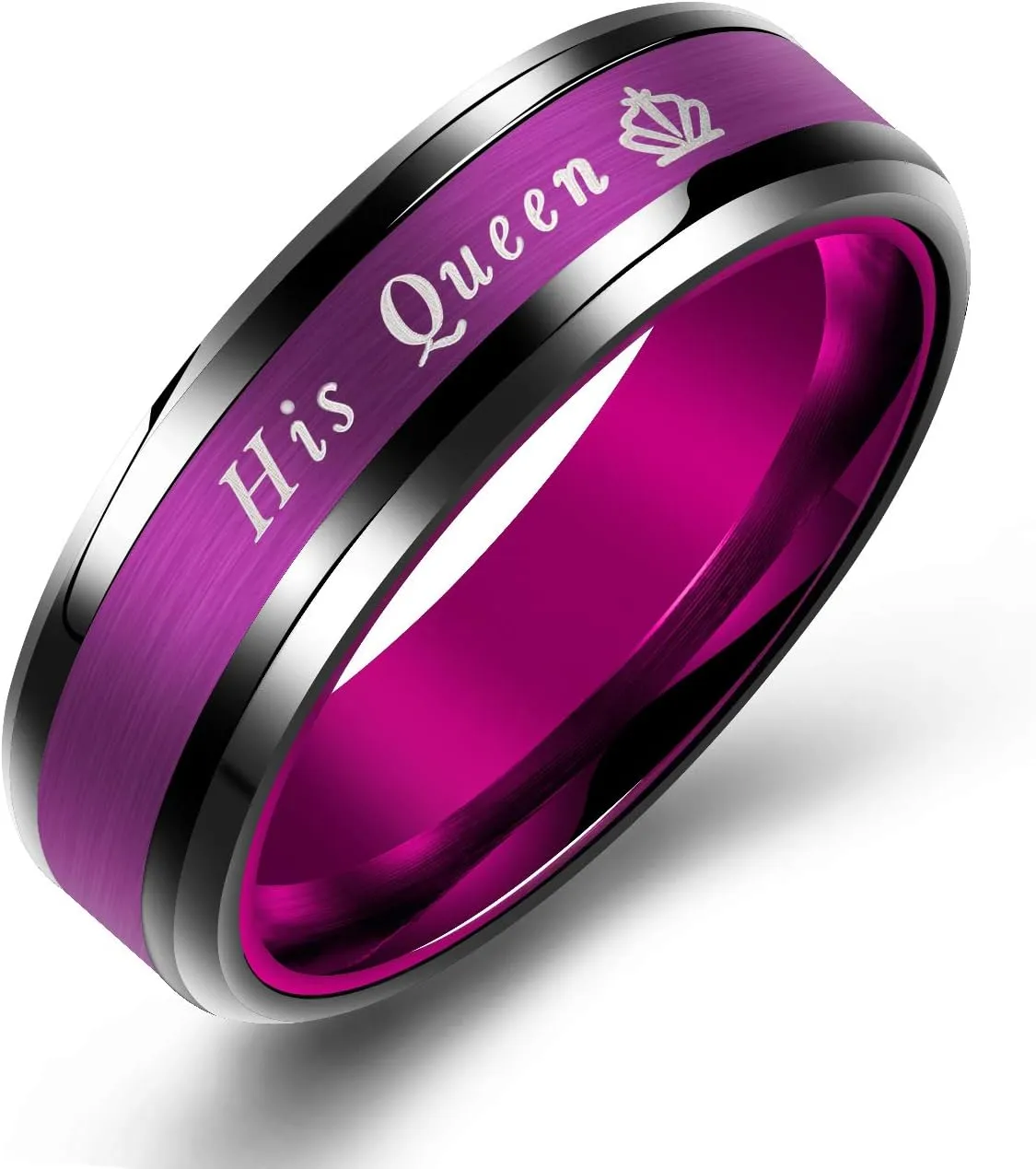 2pcs His Queen & Her King Crown Couple Rings His and Her Wedding Engagement Band Anniversary Promise Rings Set for Him and Her Valentine's Gifts