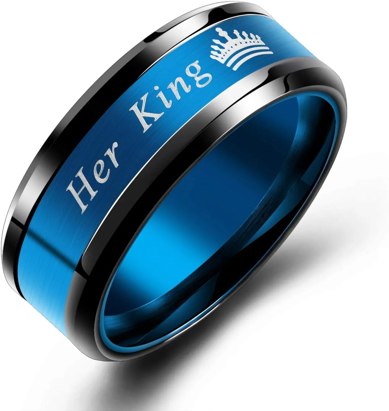 2pcs His Queen & Her King Crown Couple Rings His and Her Wedding Engagement Band Anniversary Promise Rings Set for Him and Her Valentine's Gifts