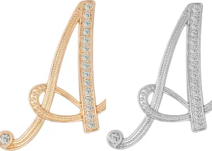 2PCS letter brooch pins for women fashion 26 letters A~Z Gold silver rhinestone men Women's alphabet initial brooches pin for clothing Christmas stockings bulk