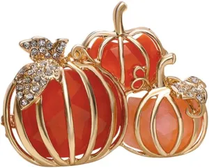 3 Rhinestone Pumpkins Brooch Pin for Women Girls Gold Tone Fashion Crystal Halloween Thanksgiving Fruit Brooches Lapel Pins Cute Fall Holiday Festival Hat Bag Suit Dress Accessories Jewelry Gift