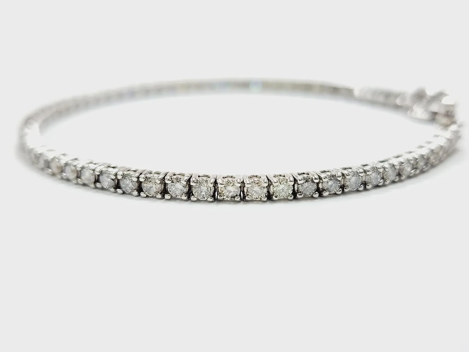 3.05 Carat Natural Diamond Tennis Bracelet in 14K White Gold