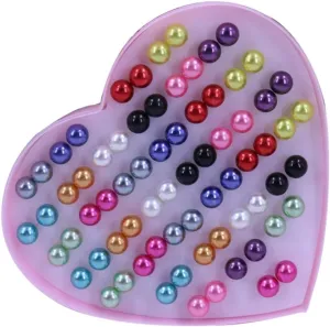 36 Pairs Ear Studs Stainless Steel Colourful Cute Faux Pearls Earrings Gift