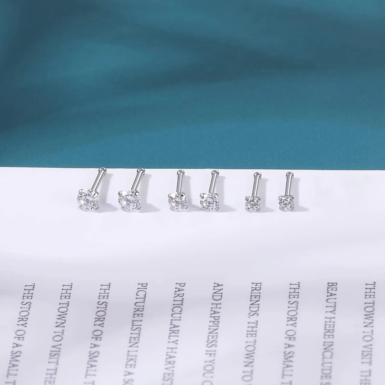 4-6pcs 20g Nose Rings Studs Surgical Steel Nose Rings CZ L Shaped Corkscrew Nose Ring Studs for Women Men Small Cute Silver Rose Gold Black Nose Rings Stud 1.5mm 2mm 2.5mm 3mm Nostril Piercing jewelry