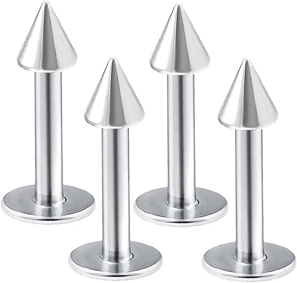 4pcs 14g Labret Studs Lip Ring Snake Spider Bite Forward Helix Monroe Dahlia Inner Conch Surgical Steel 3mm Spike Pick Size