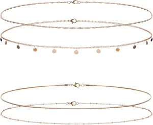 4Pcs Gold Waist Chain for Women 14K Layered Belly Chain Adjustable Sexy Body Jewelry Waterproof Satellite Belly Beads