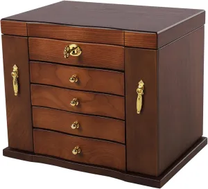 5 Layers 4 Drawers Wooden Jewelry Box, Large Wooden Jewelry Box with Mirror and Lock, Wooden Jewelry Boxes for Women, Vintage Style Wooden Jewelry Box for Rings, Earrings (5 Layers 4 Drawers)