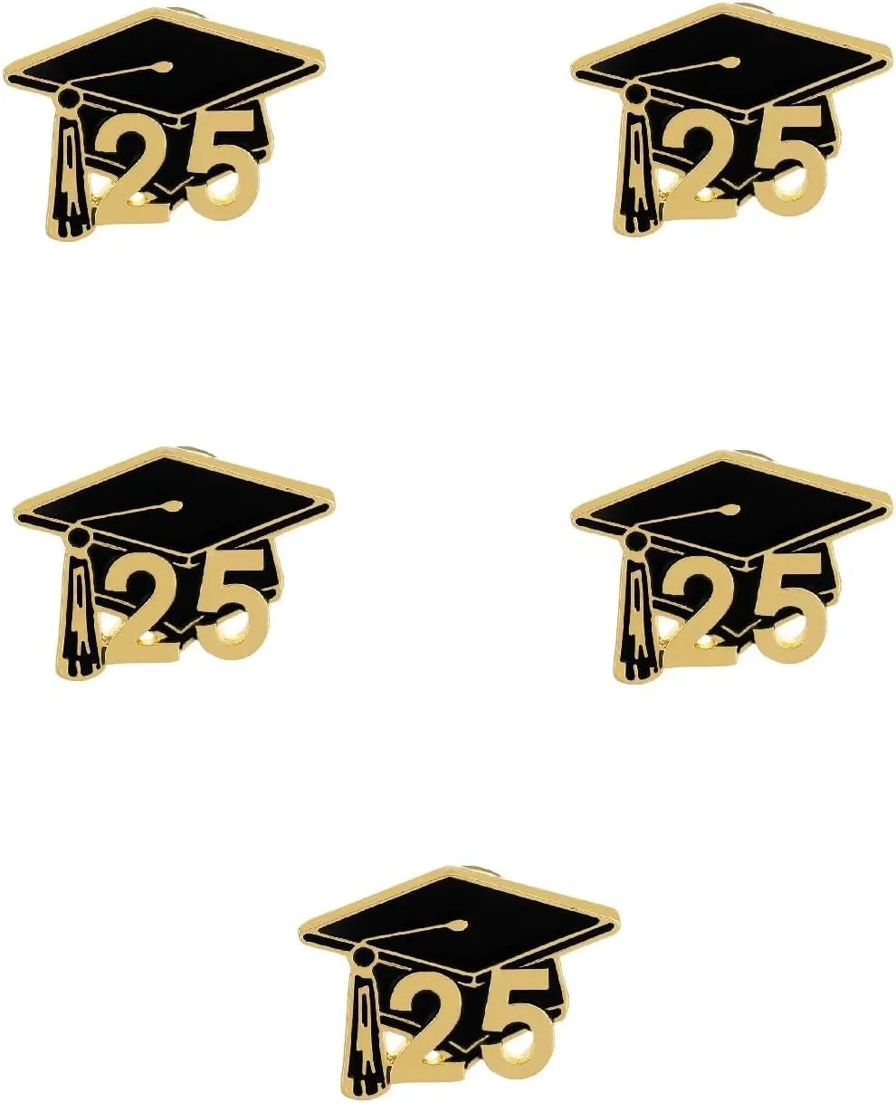 5Pcs 2025 Graduation Brooch Pins for High College Teacher Student Class of 2025 Badges Button Enamel Lapel Pin Graduation Cap Book Brooches Jewelry 2025 Graduation Gifts