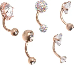 5pcs Zircon Belly Button Ring Navel Studs Piercing Jewelry Elegant Belly Ring for Women