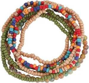 6/7Pcs Colorful Bohemia Stackable Seed Bead Bracelets Handmade Multilayer Rainbow Elastic Beaded Stretch Bracelet Anket Rainbow Vacation Bangle for Women Summer Beach Boho Jewelry Gifts