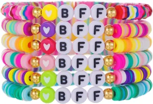 6pcs Friendship Bracelets for Women Men Colorful Polymer Clay Bracelet Boho Heishi Surfer Stackable Beads Stretch Bracelet Summer Beach Jewelry Set
