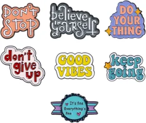 7 Pcs Motivational Phrase Pins Set for Women Men,Positive Enamel Lapel Pin,Inspirational Saying Brooch Pins,Badge Pins for Backpacks Clothing Canvas Bags Hats,Jewelry DIY Accessories