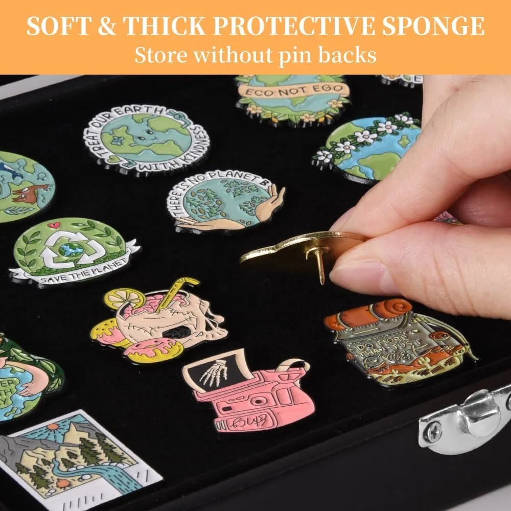 7.8 x 5.9 Inches Small Pin Display Case, Dustproof Pin Collection Showcase Storage Organizer Box, for Military Medal Jewelry Brooch Collection (Not Include Accessories)
