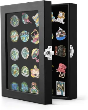 7.8 x 5.9 Inches Small Pin Display Case, Dustproof Pin Collection Showcase Storage Organizer Box, for Military Medal Jewelry Brooch Collection (Not Include Accessories)
