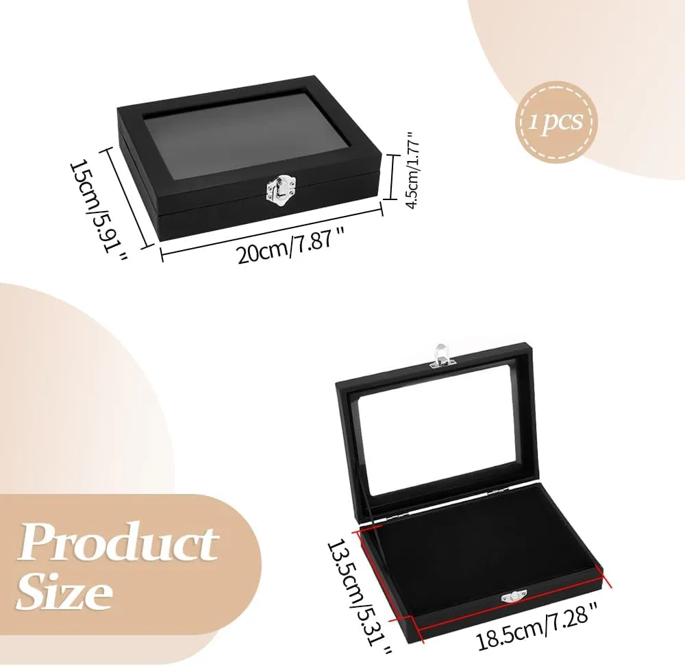 7.8 x 5.9 Inches Small Pin Display Case, Dustproof Pin Collection Showcase Storage Organizer Box, for Military Medal Jewelry Brooch Collection (Not Include Accessories)