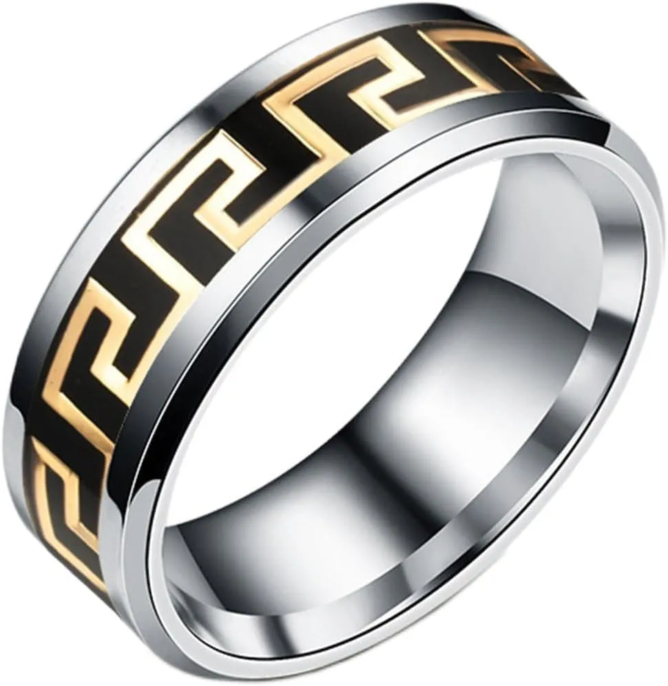 8mm Mens Dainty Gears/Circles Band Ring,Tungsten Carbide Punk Gothic Biker Cocktail Party Band Ring Jewelry Gift for Men