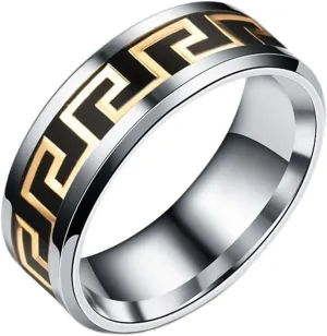 8mm Mens Dainty Gears/Circles Band Ring,Tungsten Carbide Punk Gothic Biker Cocktail Party Band Ring Jewelry Gift for Men