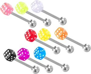 9 Piece Dice Acrylic Tongue Studs Kawaii Jewelry for Parties and Events