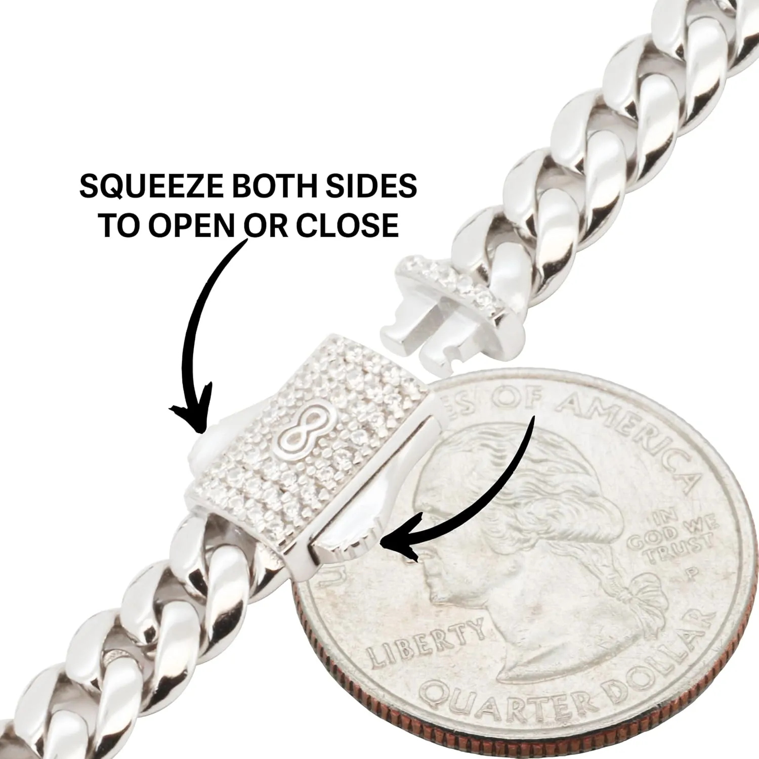 925 Sterling Silver 14K White Gold Finish AAA Cubic Zirconia 6MM Miami Cuban Link Chain Necklace Bracelet For Women & Men 7.2-20 Never Fade Or Tarnish Fine Jewelry