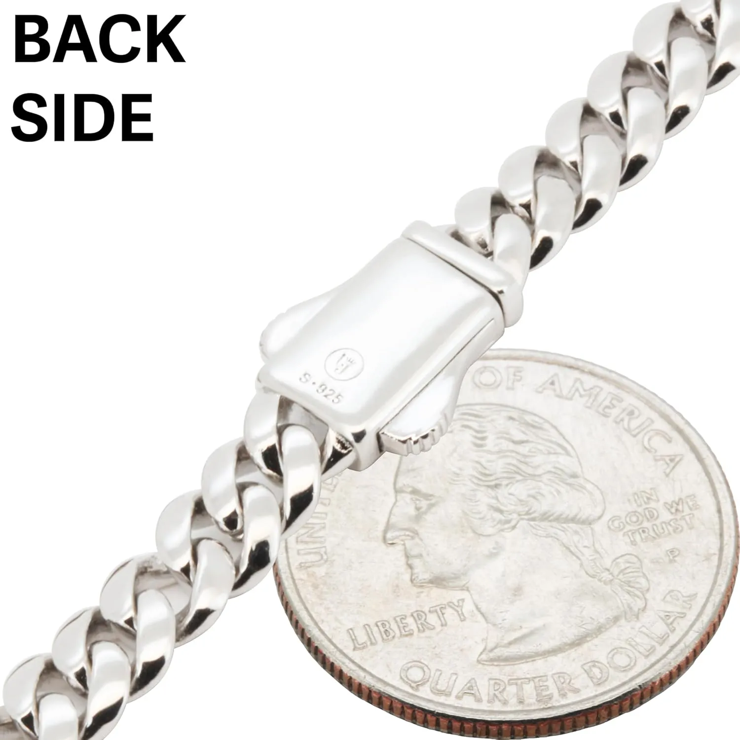 925 Sterling Silver 14K White Gold Finish AAA Cubic Zirconia 6MM Miami Cuban Link Chain Necklace Bracelet For Women & Men 7.2-20 Never Fade Or Tarnish Fine Jewelry