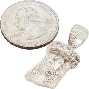 925 Sterling Silver 14K White/Yellow Gold Finish AAA Cubic Zirconia Jesus Head Pendant 2MM Moon Cut Bead Ball/1.5MM Franco Chain Necklace For Women & Men 20-24 Fine Jewelry
