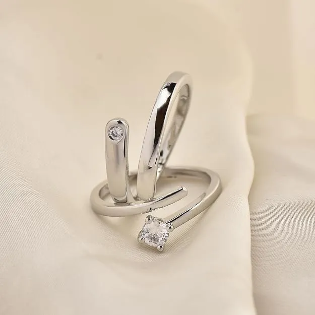 925 Sterling Silver 2pcs Set of King And Queen Matching Promise Rings for Couples Anniversary Valentine's Jewelry Gifts For Her