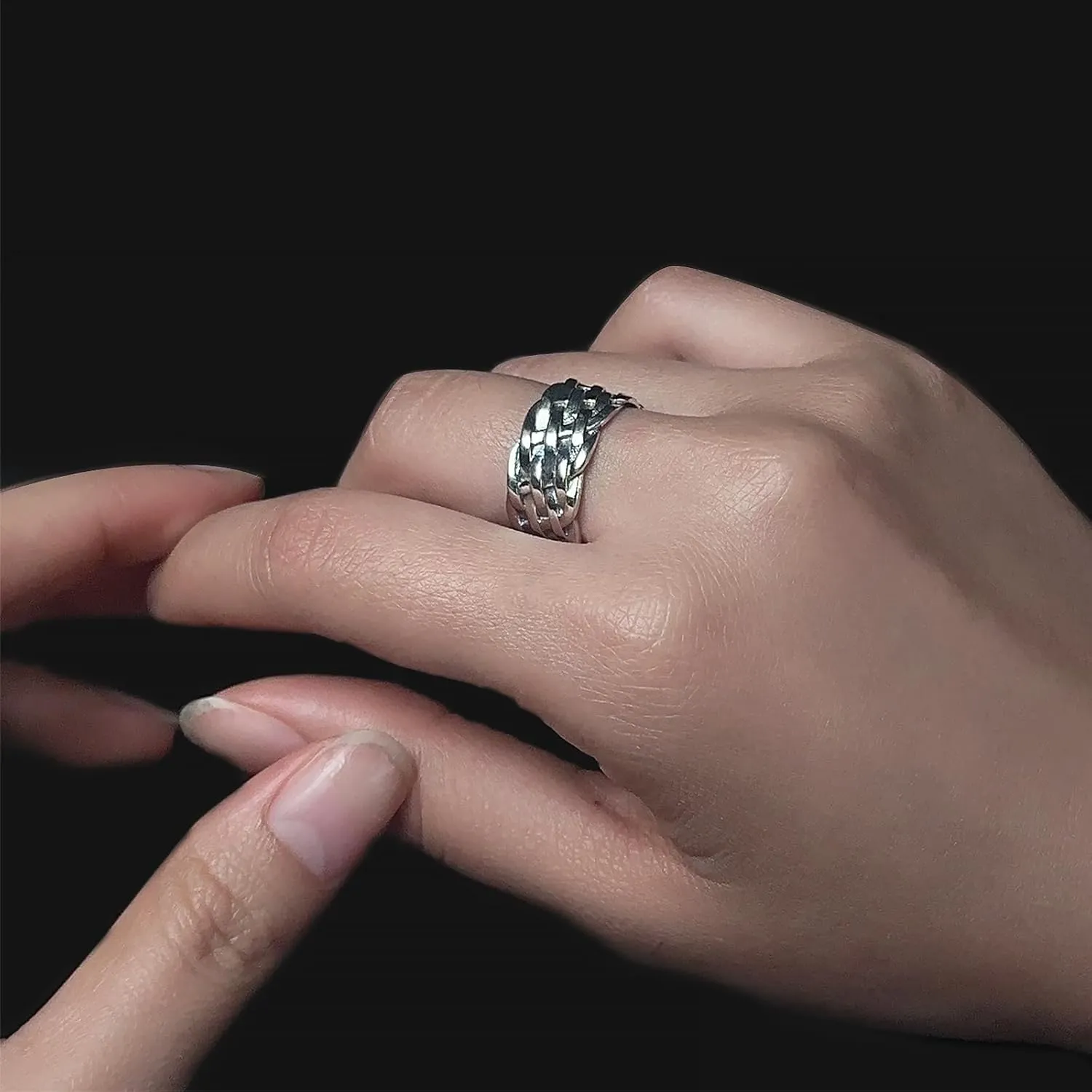 925 Sterling Silver 9mm Chunky Braided Rope Ring, Comfort Fit Twist Wedding Band for Men and Women, US Sizes 6-13
