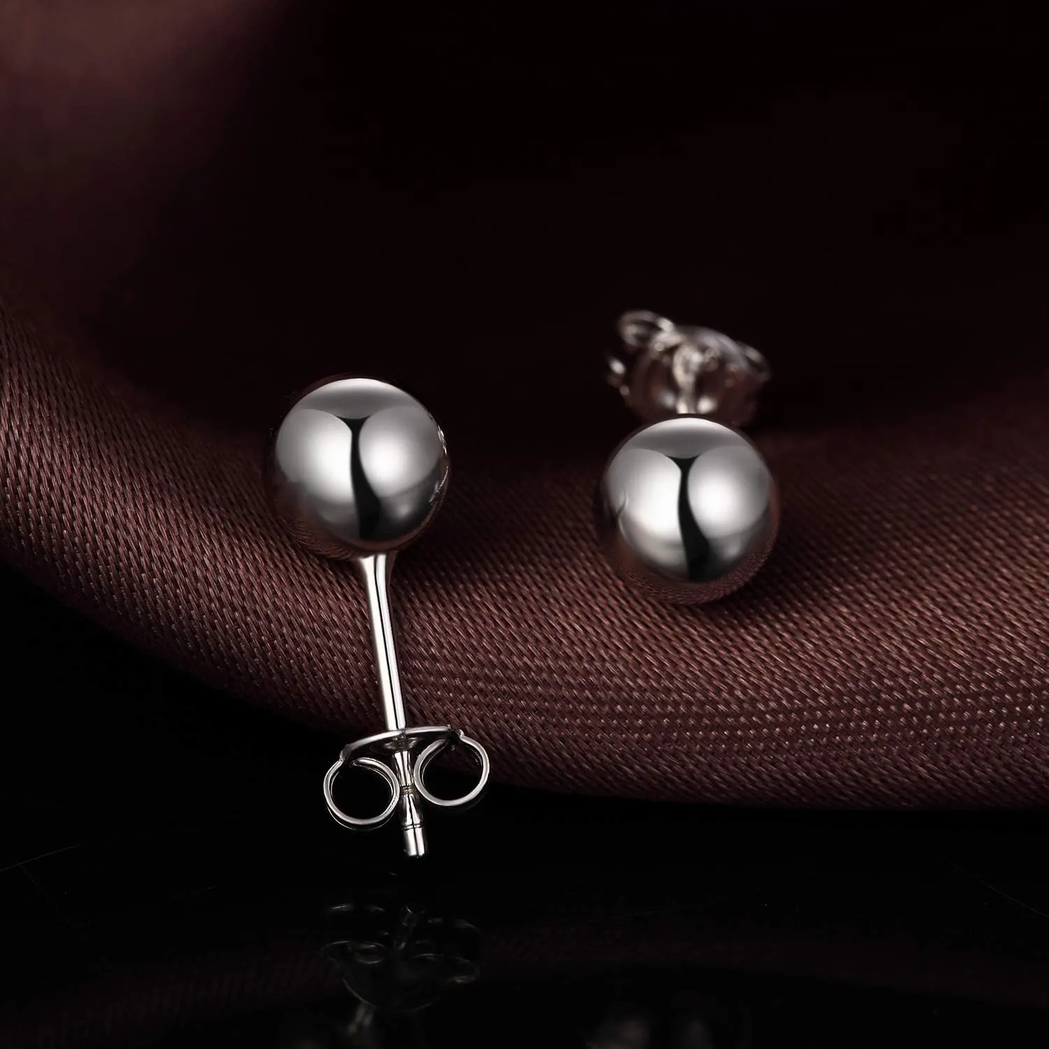 925 Sterling Silver Ball Stud Earrings for Women Men Hypoallergenic Ball Earrings 4mm-8mm