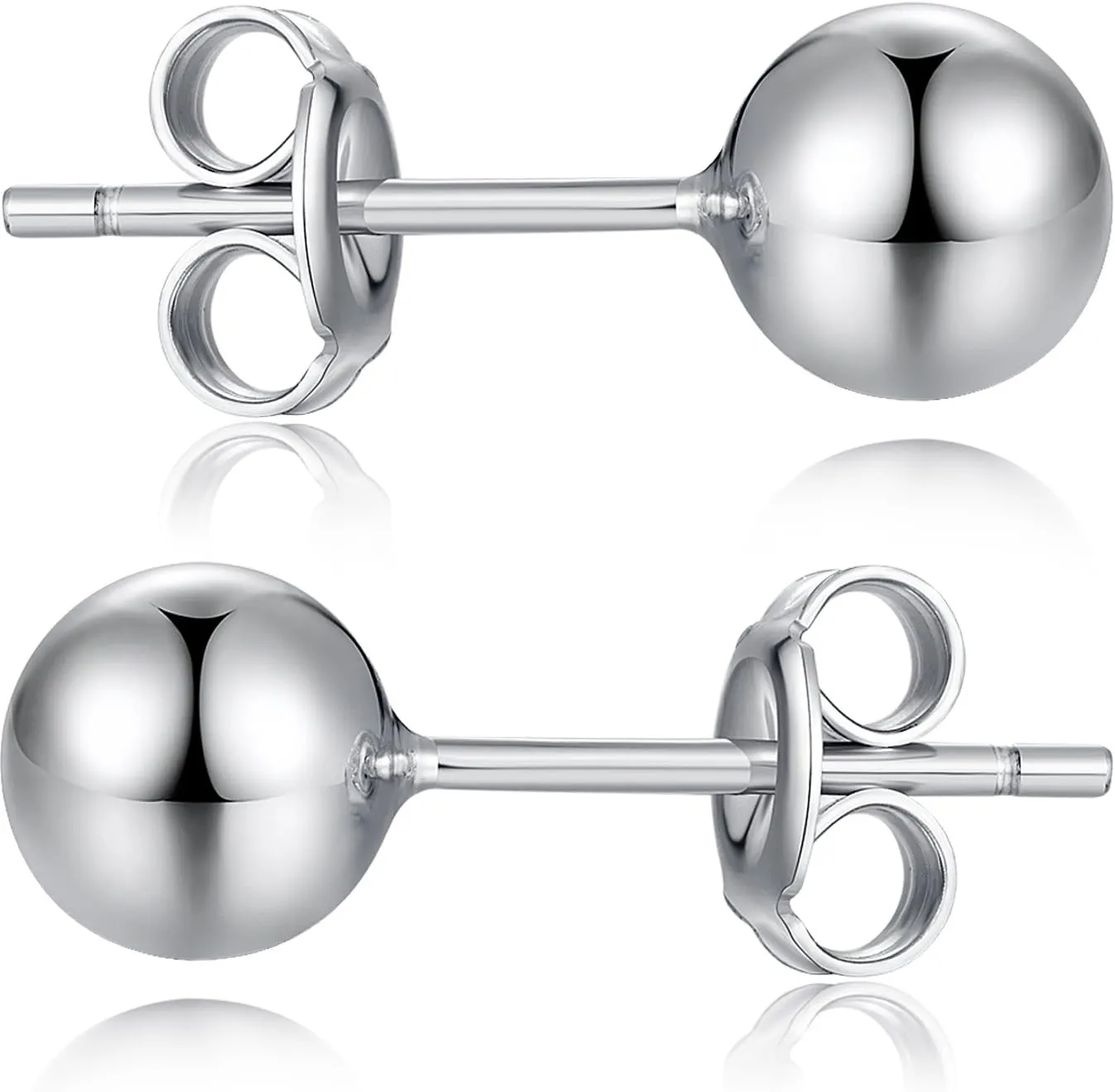 925 Sterling Silver Ball Stud Earrings for Women Men Hypoallergenic Ball Earrings 4mm-8mm