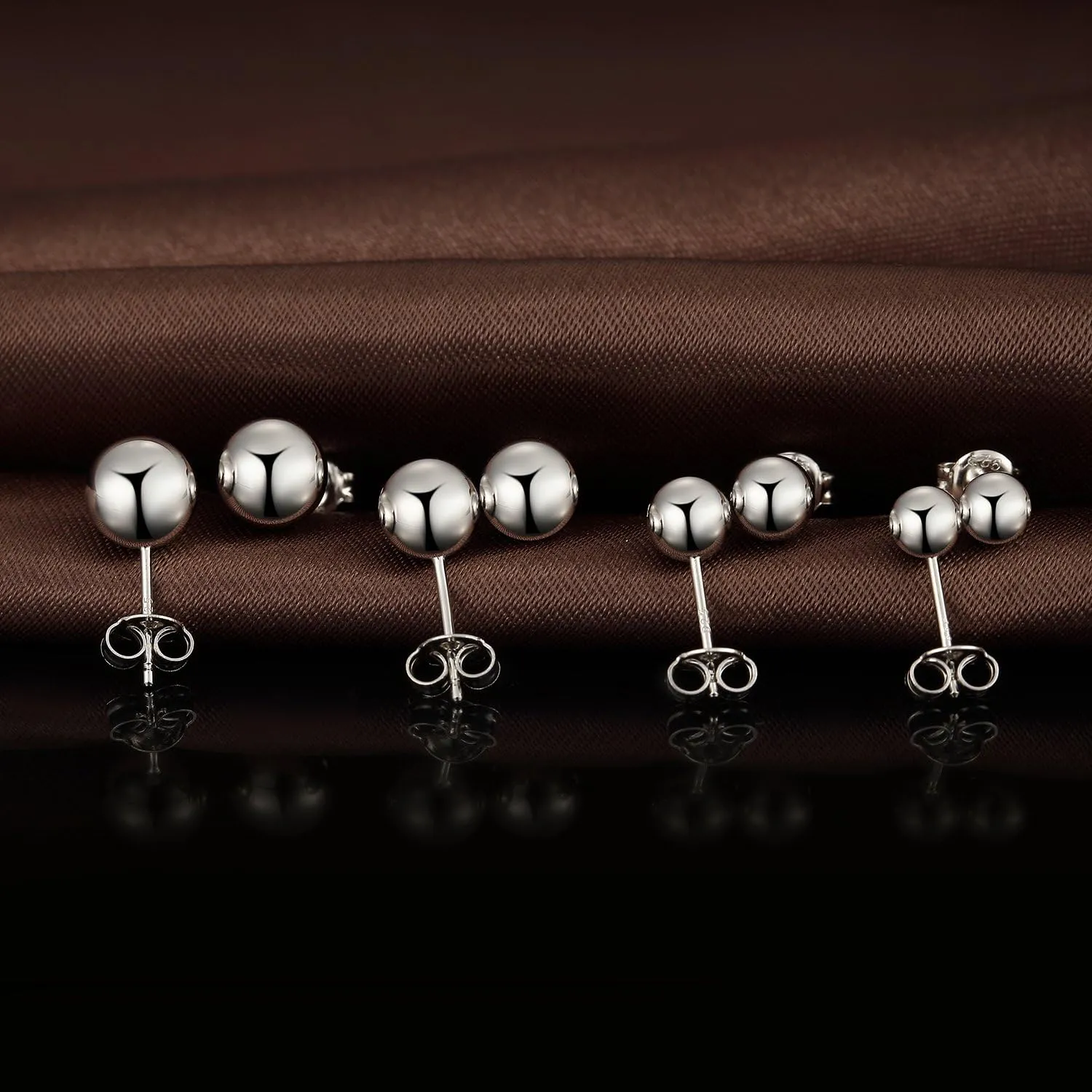 925 Sterling Silver Ball Stud Earrings for Women Men Hypoallergenic Ball Earrings 4mm-8mm