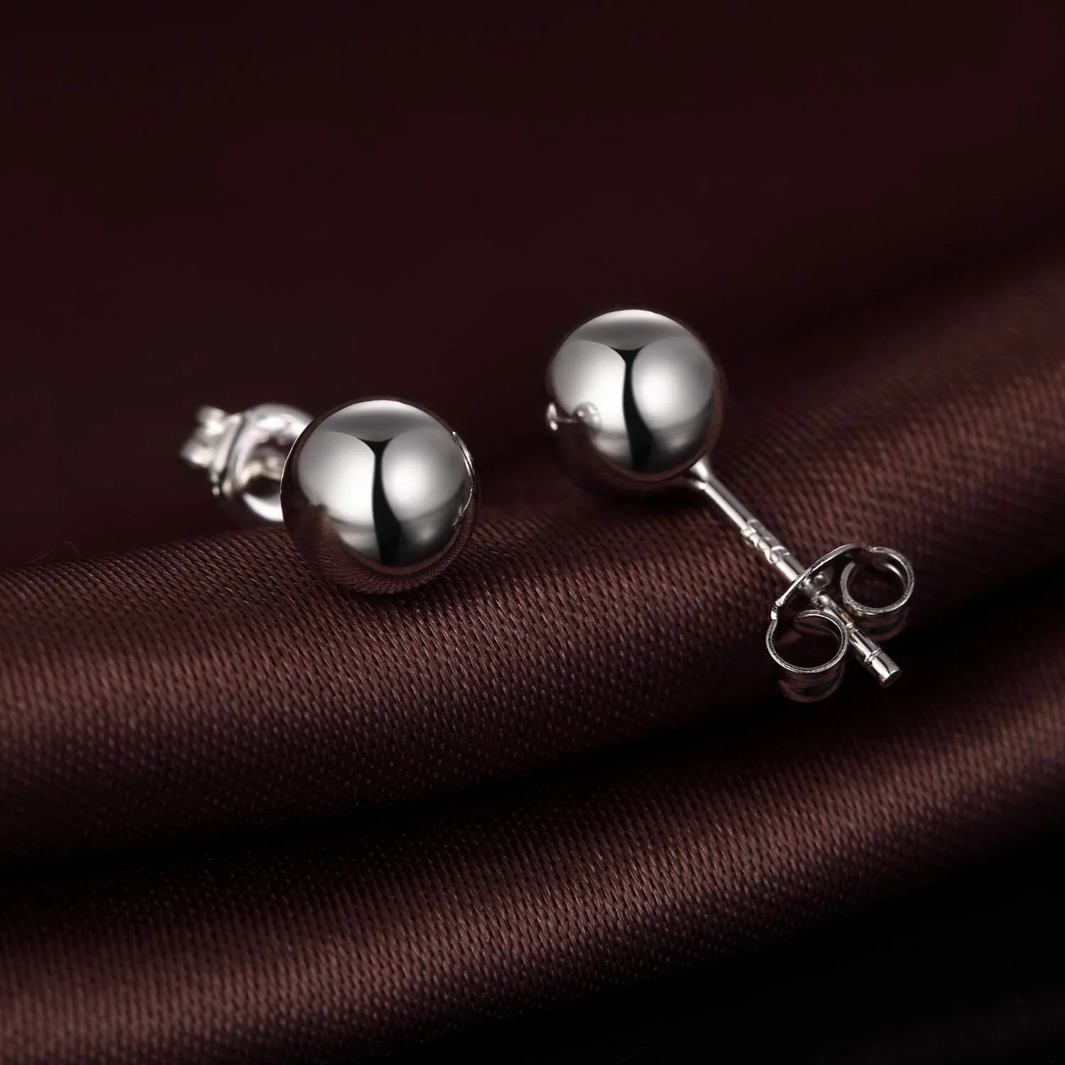 925 Sterling Silver Ball Stud Earrings for Women Men Hypoallergenic Ball Earrings 4mm-8mm