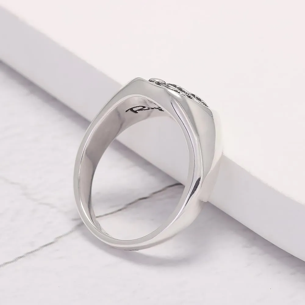 925 Sterling Silver Chunky Signet Rings for Men Women Coin Ring Mens Pinky Ring Engraved Sun Tree Jewelry Size 6-13