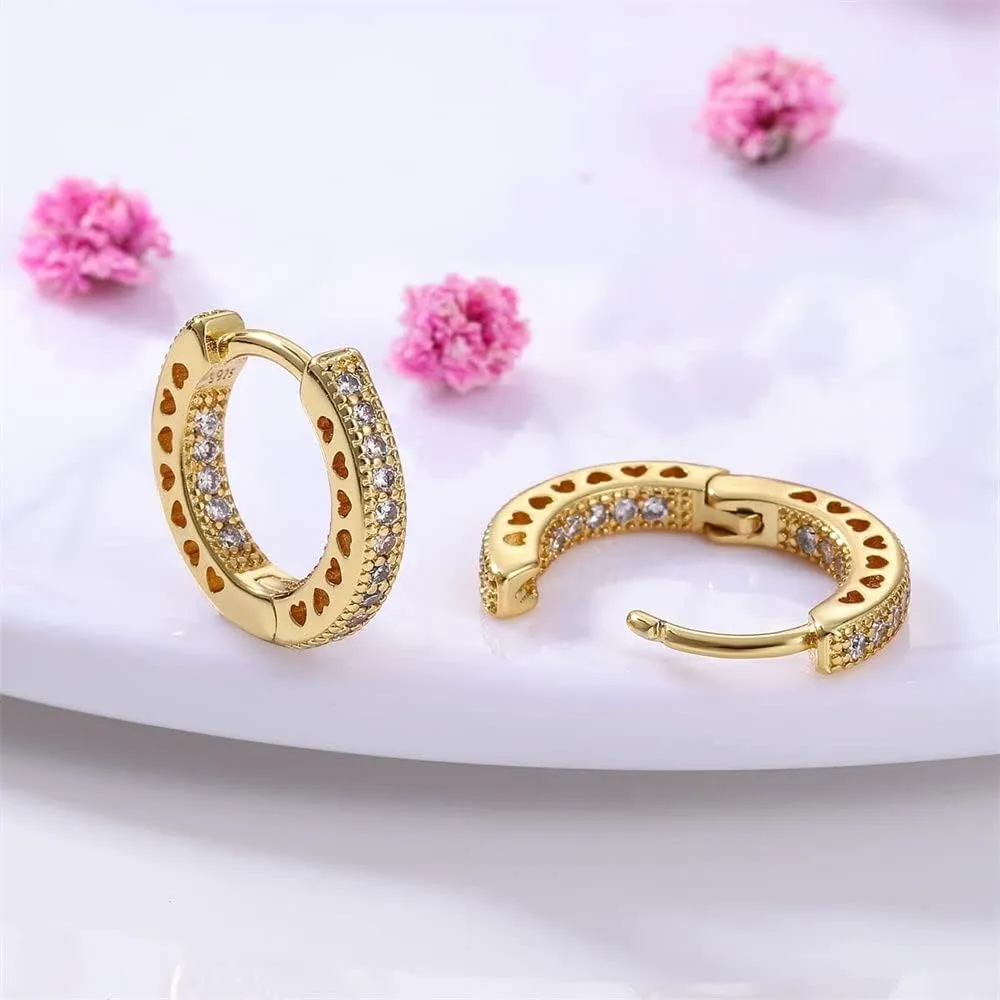 925 Sterling Silver Hoops Asymmetrical Heart Earrings Silver Hoop Earrings for Women Gold Hoop Cubic Zirconia Earrings Hypoallergenic Earrings