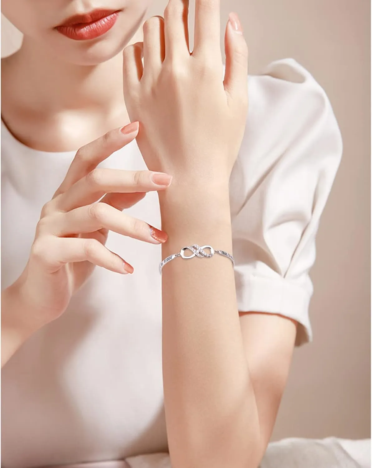 925 Sterling Silver Infinity Bangle Bracelet With Inspirational Message, Adjustable Sisters Bracelets Friendship Jewelry for Women Girls Love Gifts for Mother Daughter Wife