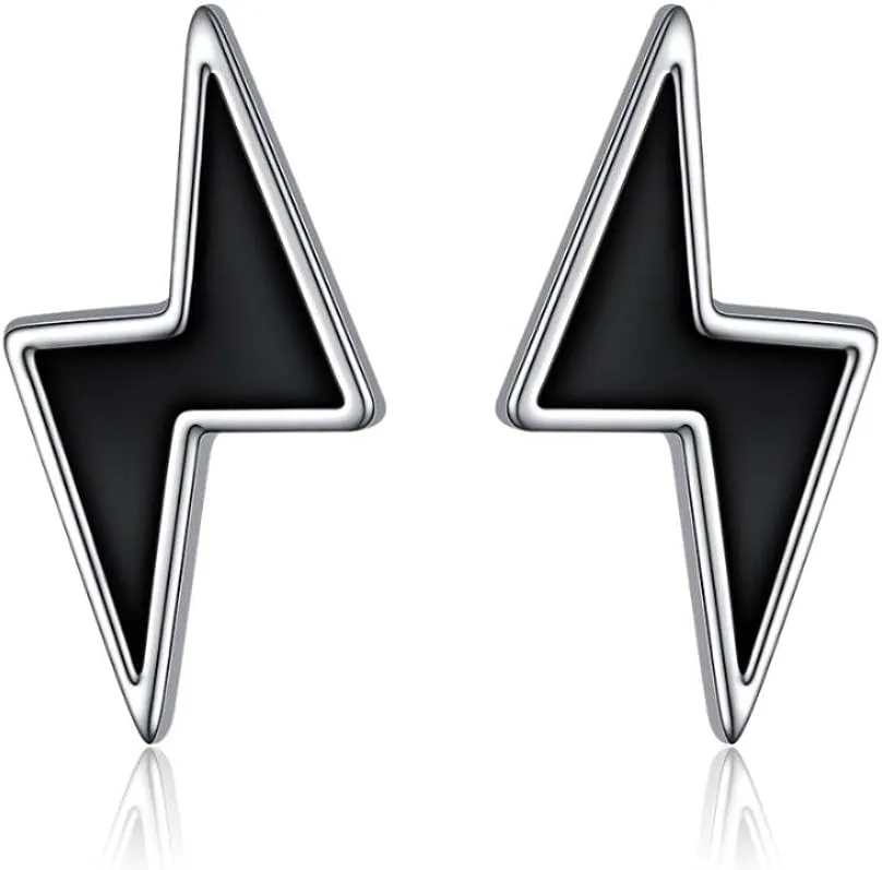 925 Sterling Silver Jewelry Simple Black Ear Studs Earrings for Men Women Gift