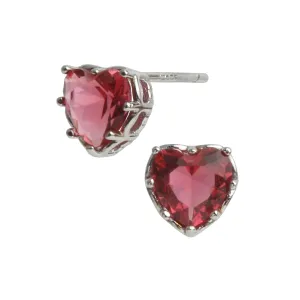 925 Sterling Silver Mini Garnet Red Heart Solitaire Earrings Studs Valentine's Day Jewelry, Dainty Gift for Her