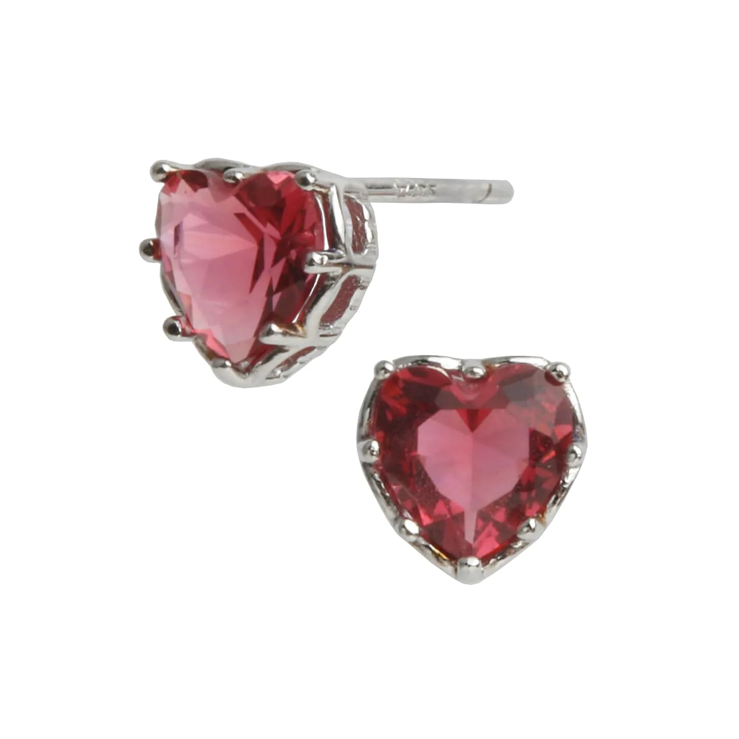 925 Sterling Silver Mini Garnet Red Heart Solitaire Earrings Studs Valentine's Day Jewelry, Dainty Gift for Her