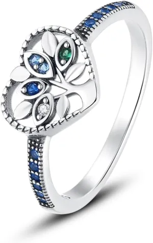 925 Sterling Silver Ring Moon Star Ring as Gifts for Women Colorful Cubic Zirconia Crown Ring Stackable Vintage Set Size 6-9