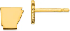 925 Sterling Silver Yellow Gold-Plated AR Small State Studs Earring - 6mm x 6mm