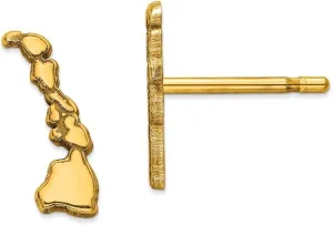 925 Sterling Silver Yellow Gold-Plated HI Small State Studs Earring - 7mm x 10mm
