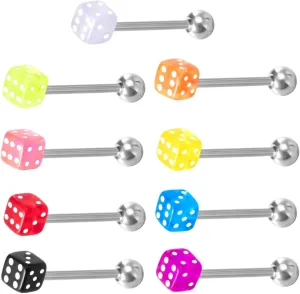 Acrylic Dice Tongue Studs 9pcs Pill Tongue Piercing Jewelry Comfortable Fit for Parties